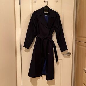 Helene Berman navy belted trench coat